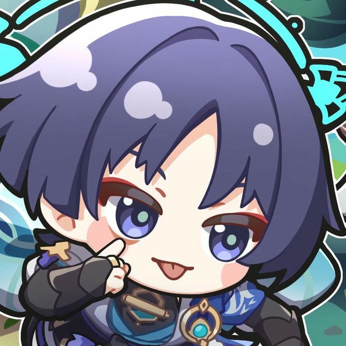 Wanderer chibi genshin biểu cảm tinh nghịch dễ thương