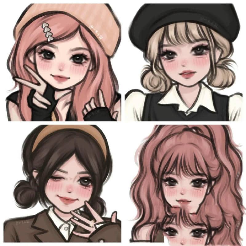 ảnh 4 người bạn thân anime cute