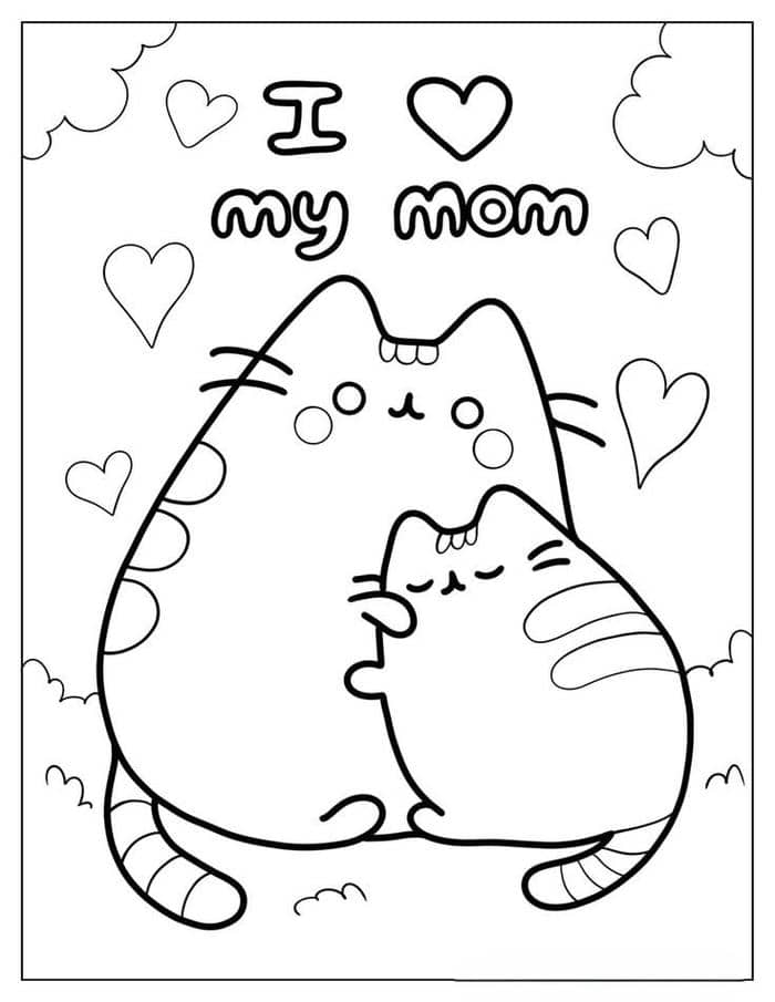 ảnh tranh tô màu con mèo cute cho bé
