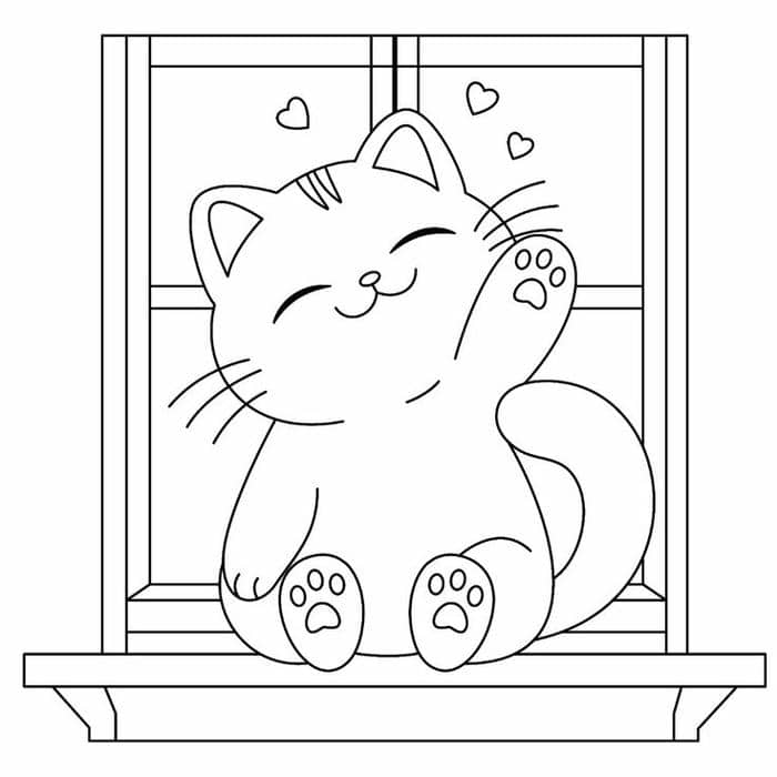 ảnh tranh tô màu con mèo đơn giản