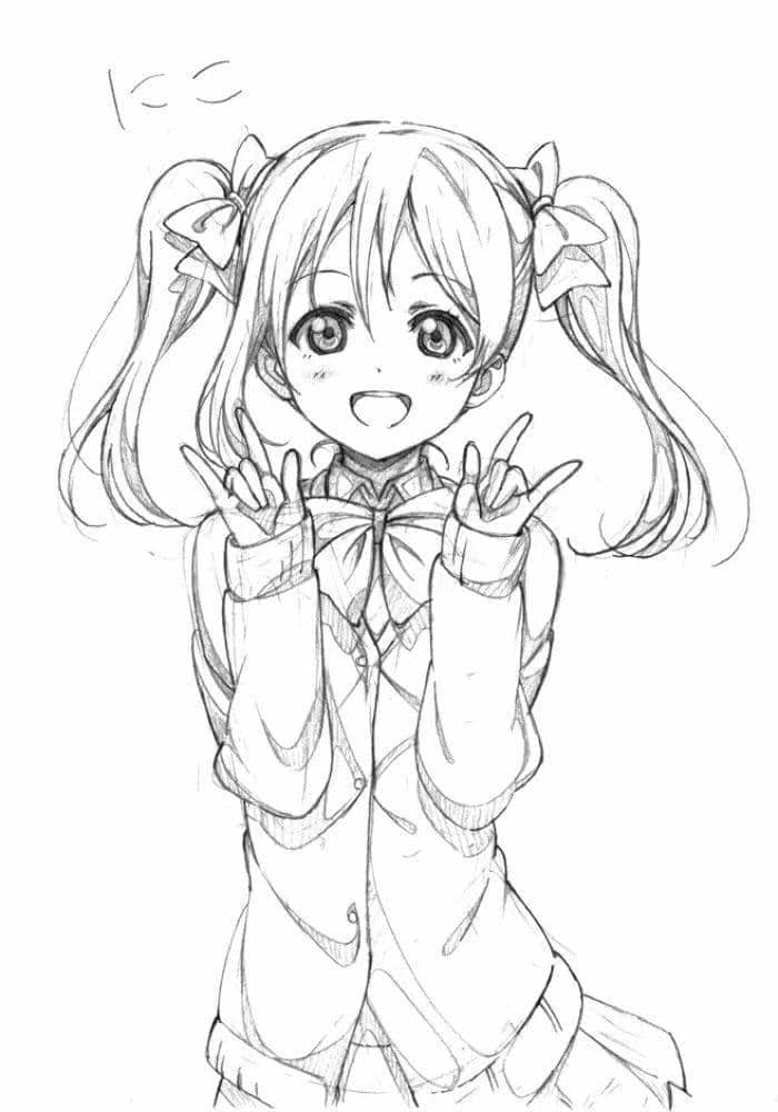 Tổng hợp 40+ hình tranh tô màu anime cute, đơn giản cho bé 10 cute tranh tô màu anime girl ngầu