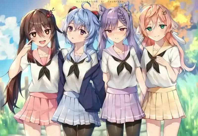 hình ảnh 4 người bạn thân chibi