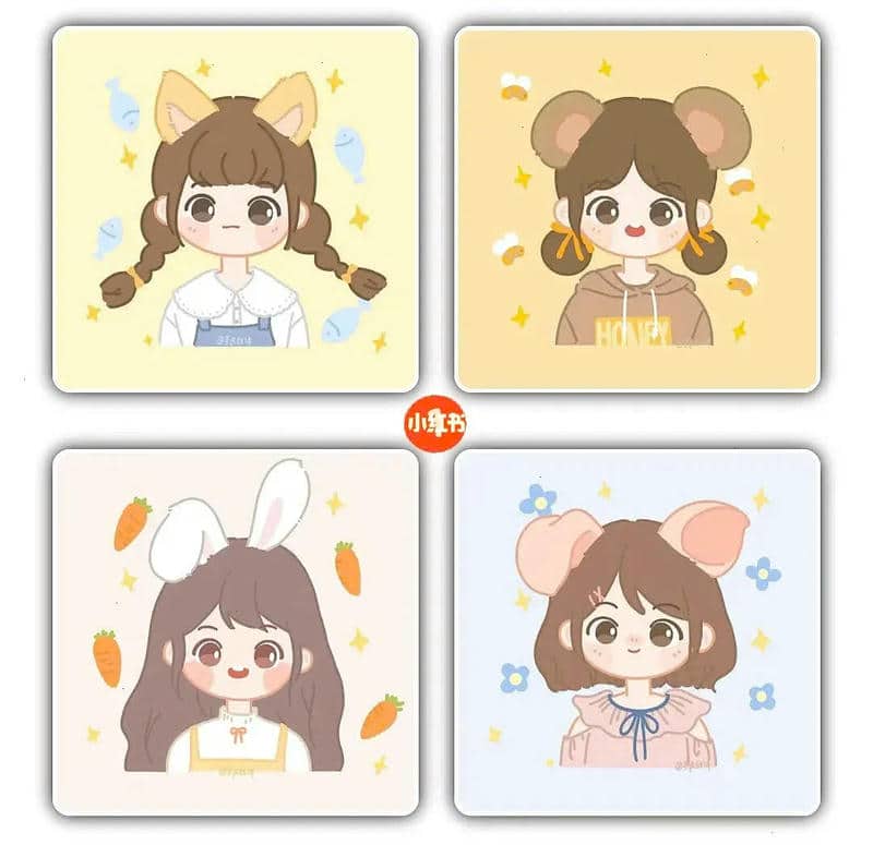 hình ảnh 4 người bạn thân nữ cute chibi