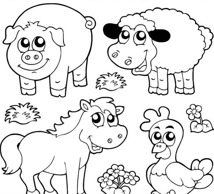 hình vẽ con vật cho bé tô màu