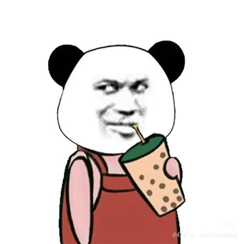 meme gấu trúc uống trà sữa