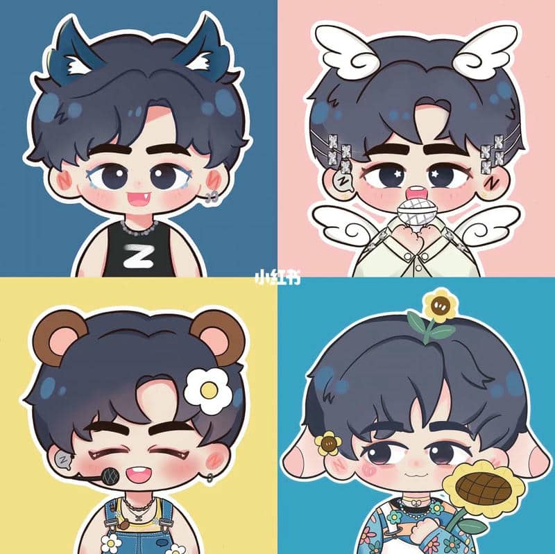 nhóm ảnh 4 người bạn thân anime chibi cute