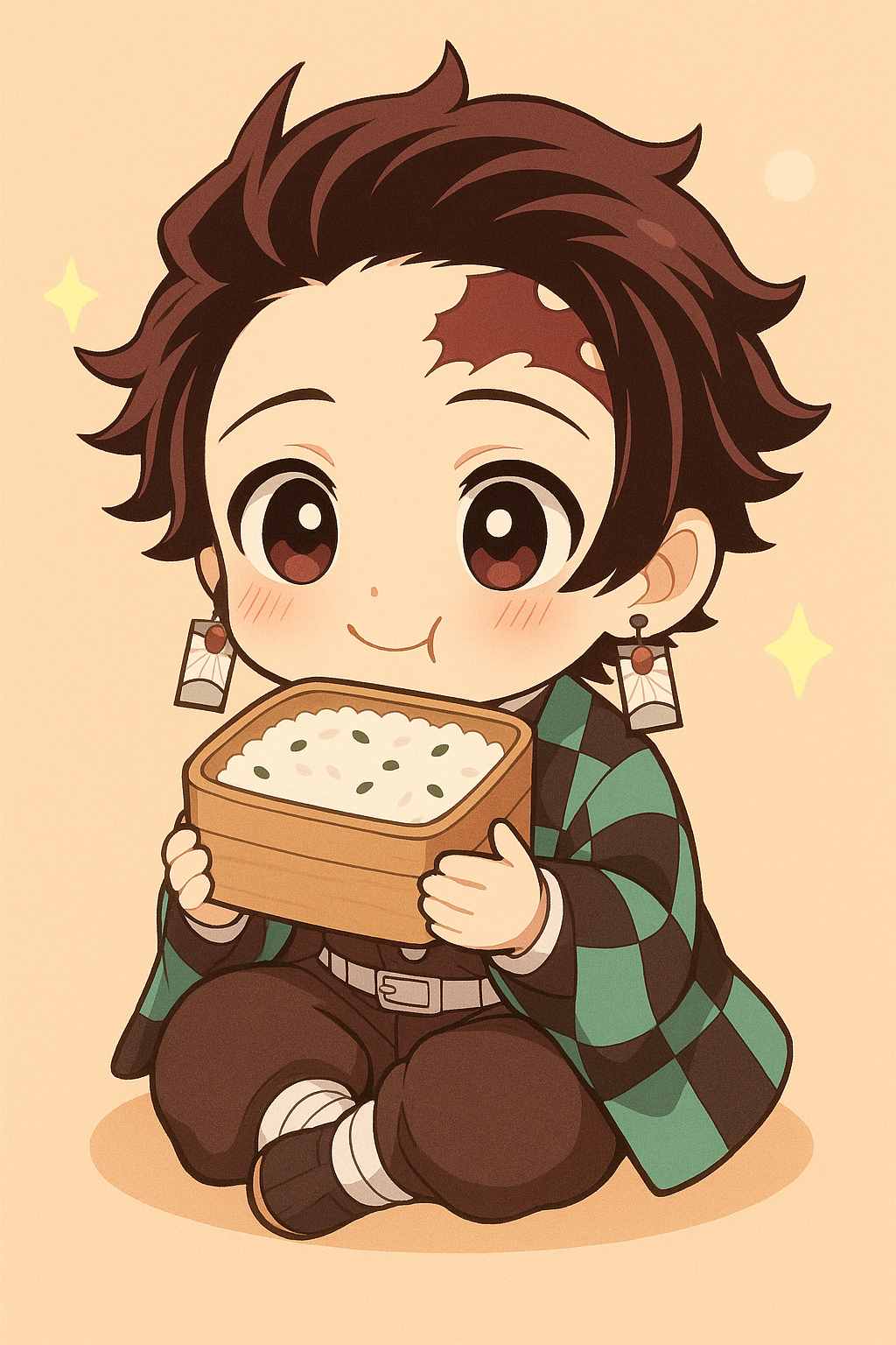 100+ Hình Tanjirō Chibi Dễ Thương – Bộ Sưu Tập Avatar Ngầu Cho Fan Kimetsu 1 Tanjiro chibi ôm hộp cơm cute, phong cách anime dễ thương