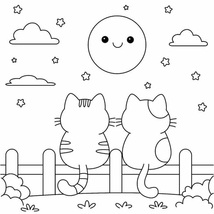 tranh tô màu hình con mèo cho bé