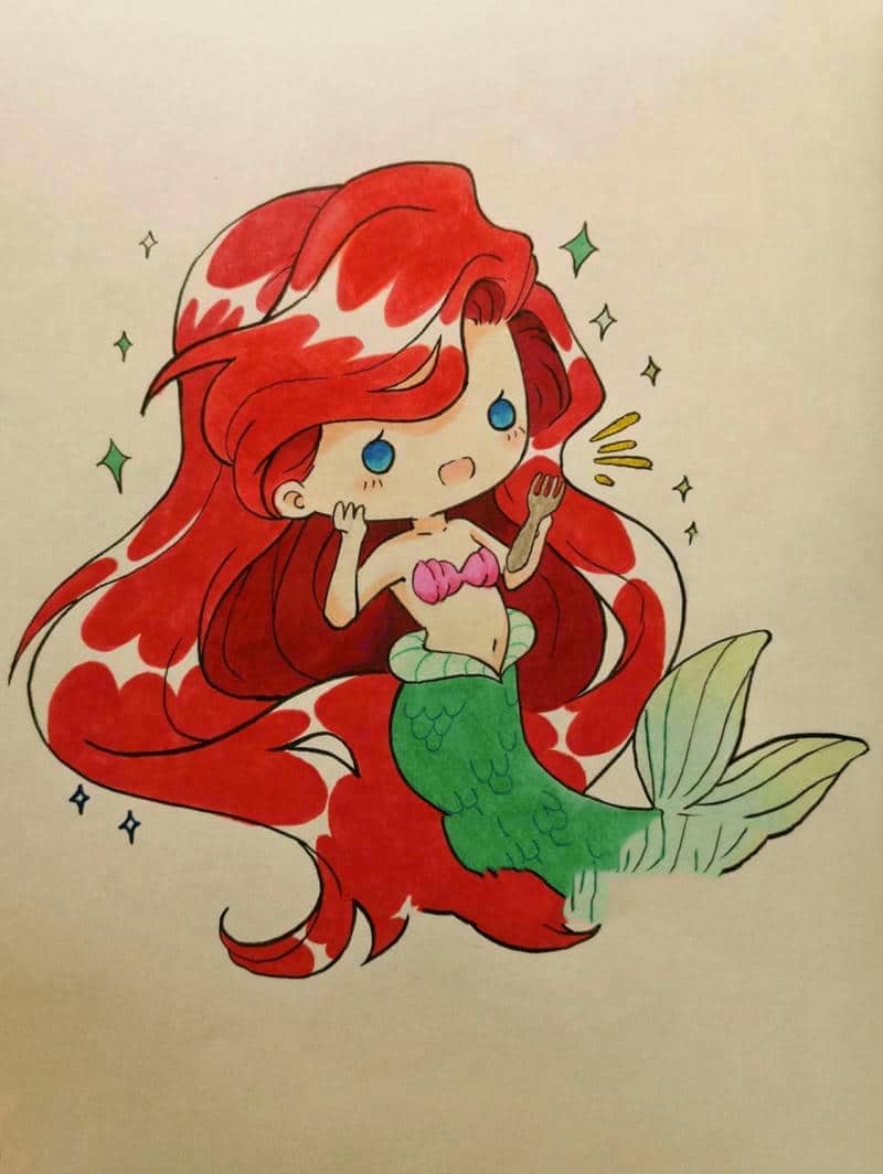 99+ Hình ảnh chibi nàng tiên cá cute, dễ thương nhất 47 vẽ nàng tiên cá anime