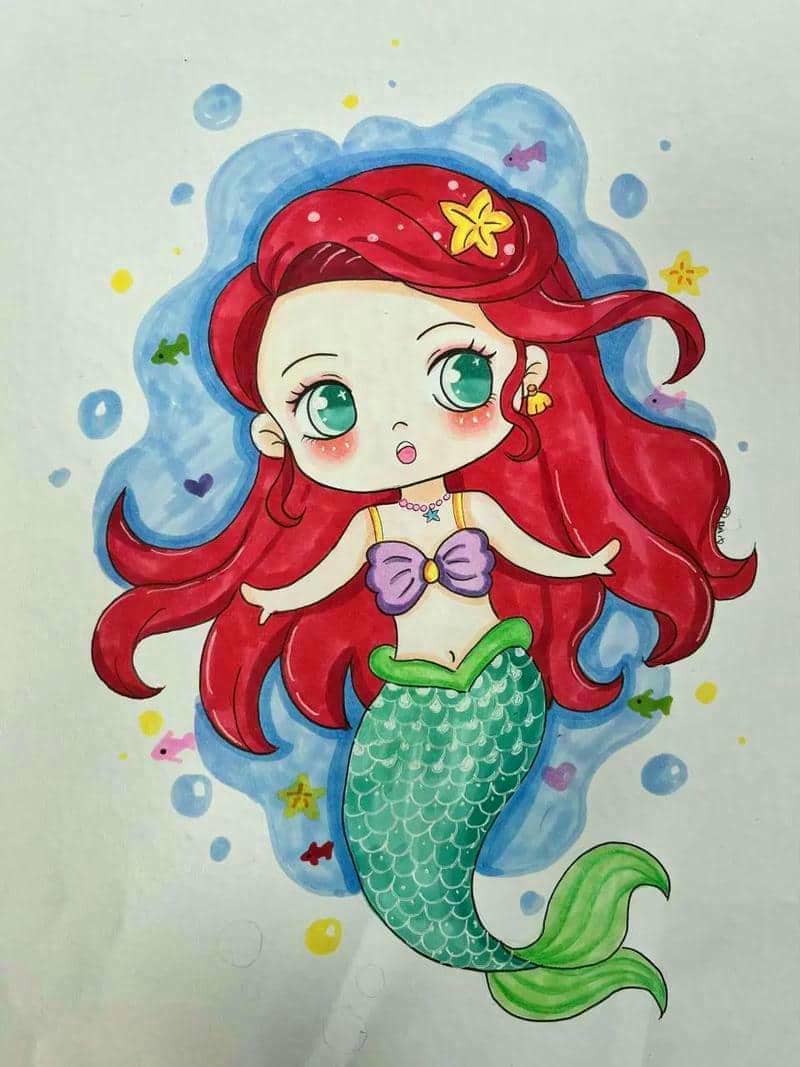 99+ Hình ảnh chibi nàng tiên cá cute, dễ thương nhất 49 vẽ nàng tiên cá cute